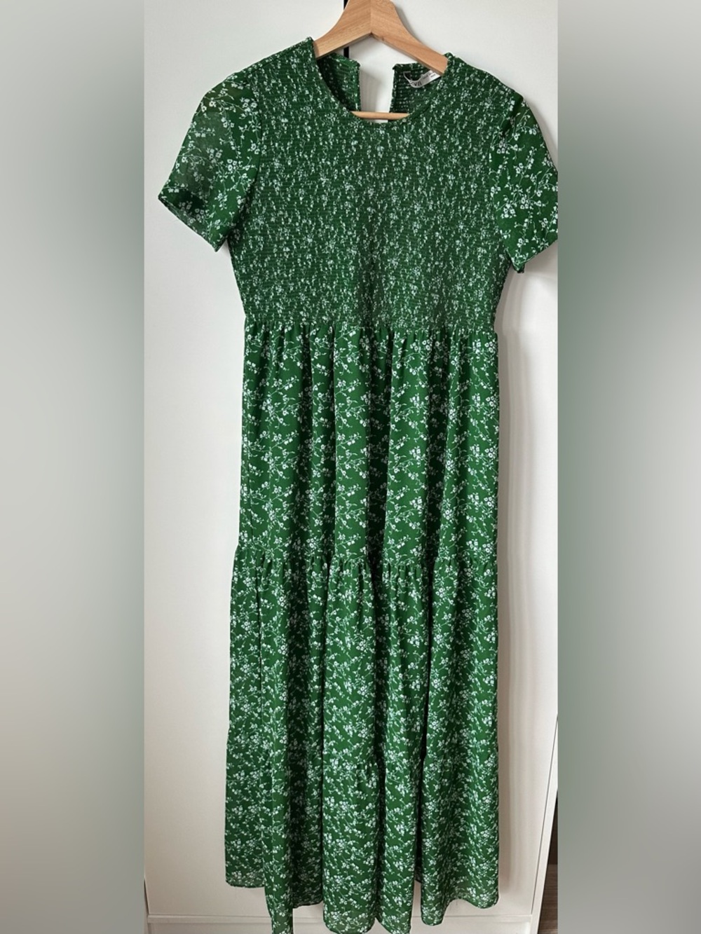 Zara Green Floral Tiered Maxi Dress
